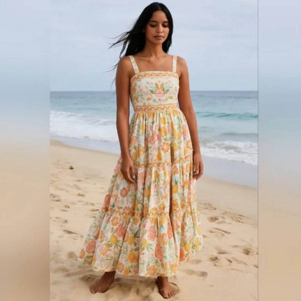 Rachel Zoe Tropical Embroidered Maxi Dress